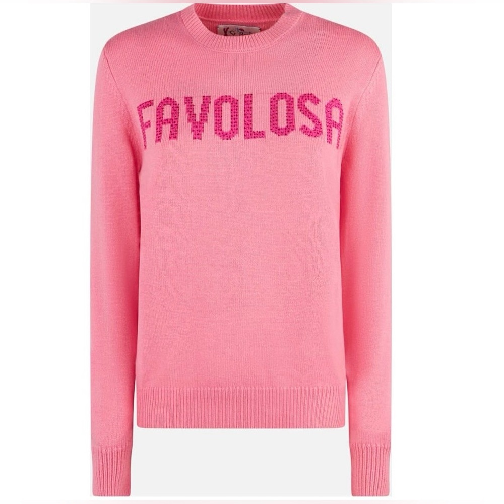 MC2 St. Barth Crewneck Favolosa Sweater, wool-cashmere, XS, GUC, pink/sparkles